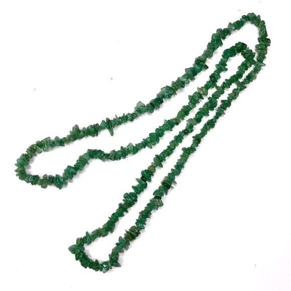 Green Aventurine Chip Stone Necklace | 17” Boho Gemstone Jewelry - Picture 1 of 5